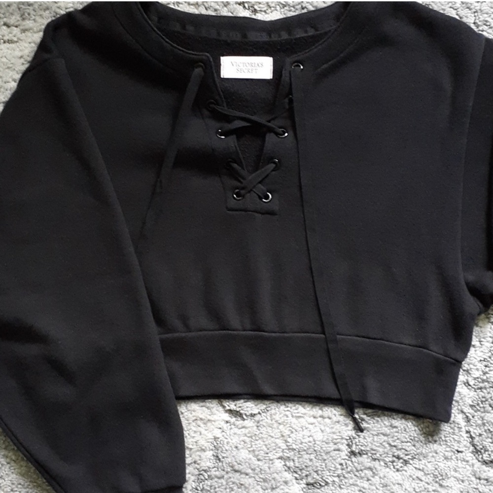 Victorias Secret Crop laced front sweatshirt Size M EUC